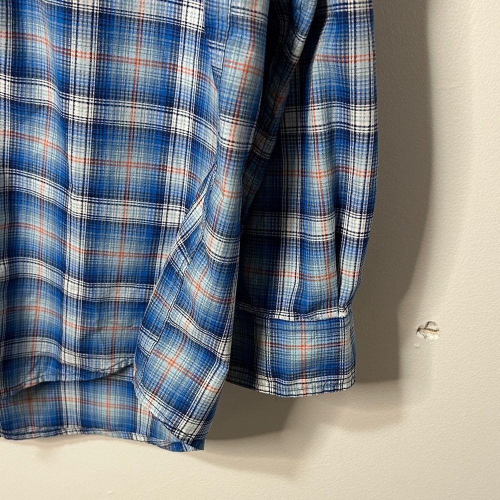 Duluth Trading Co Blue and White Plaid‎ Button Down Shirt men’s size L-tall - Picture 4 of 5